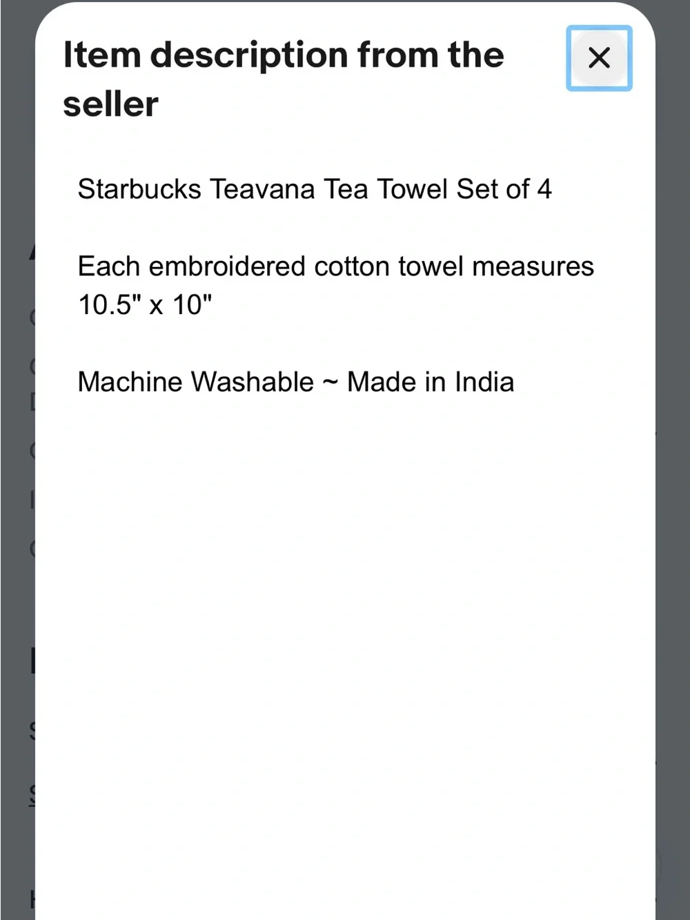 Teavana tea towel : Decorative Embroidered Set - Multicolor : rare